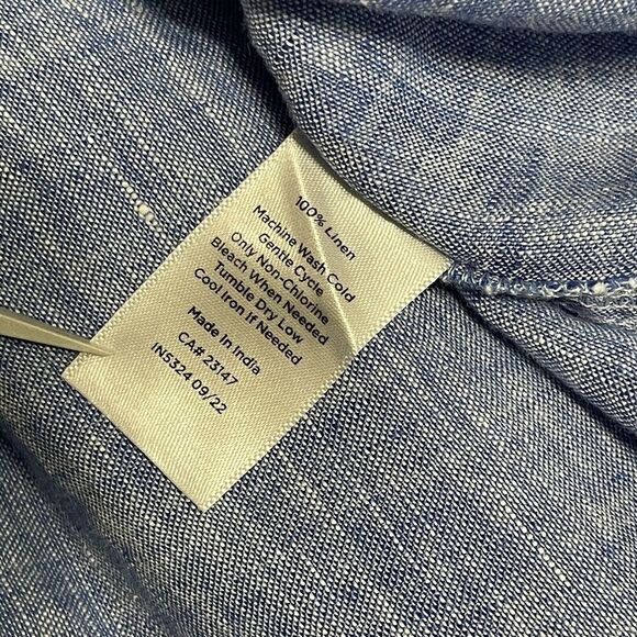 Talbots Tunic Top Roll Tab Sleeve Linen Popover Lightweight Boho Minimalist - Picture 5 of 6